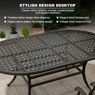 7-Piece Outdoor Dining Set with Cushions – Cast Aluminum Table & Chairs