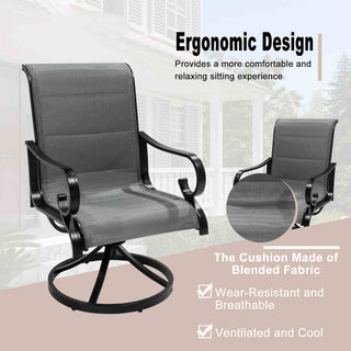 Outdoor Aluminum Swivel Chair Set with Textilene Backrest – 360° Patio Chairs with Cushions