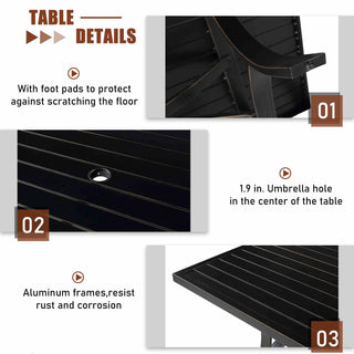 5-Piece Mondawe Outdoor Textilene Aluminum Swivel Chair Dining Set and Rectangular Table