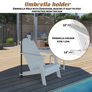 HDPE Plastic Adirondack Chair with Cup Holder and Umbrella Hole