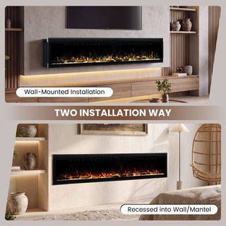 Smart Electric Fireplace with 13 Flame Colors, WiFi & Voice Control, 750W/1500W Heater, LED Ember Bed & Remote