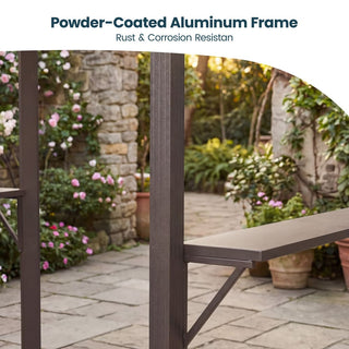 Hardtop Outdoor BBQ Grill Gazebo with Sloped Galvanized Steel Roof, 2 Side Shelves & Ceiling Hooks for Backyard & Patio