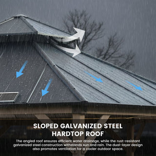 Hexagon Hardtop Gazebo with Solar LED Light – Modern Outdoor Patio Gazebo for Backyard