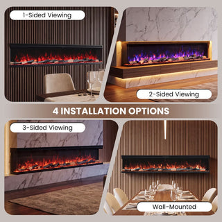 72"/88"/100" Smart Electric Fireplace with 14 Flame Colors, WiFi Tuya App, Voice Control & 1500W Heater