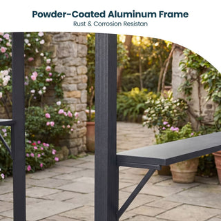 Hardtop Outdoor BBQ Grill Gazebo with Sloped Galvanized Steel Roof, 2 Side Shelves & Ceiling Hooks for Backyard & Patio