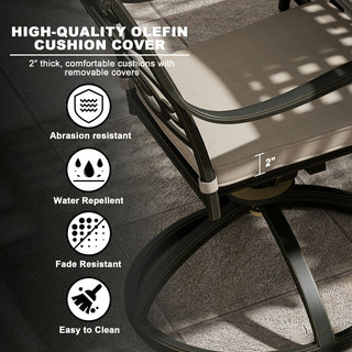 2-Piece Cast Aluminum Patio Swivel Chair Set with Cushions, Outdoor 360° Rockers