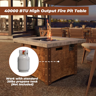 34.5 Inch Auto-Ignition Propane Fire Pit Table with Waterproof Cover