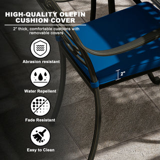 4 Piece Cast Aluminum Outdoor Dining Chairs with Cushion