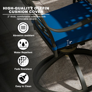 2-Piece Cast Aluminum Patio Swivel Chair Set with Cushions, Outdoor 360° Rockers