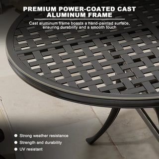 72" Cast Aluminum Outdoor Dining Table – Oval Patio Table with Umbrella Hole