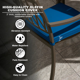 9-Piece Patio Dining Set – Cast Aluminum Rectangular Table & 8 Cushioned Chairs