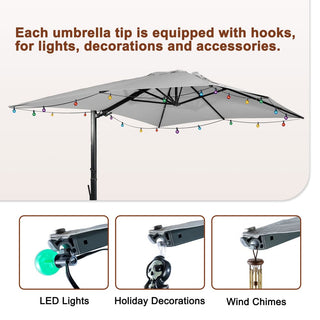 10x13FT Aluminum Cantilever Patio Umbrella with 1100LBS Wheeled Base, 360° Rotation & Stepless Tilt, UV50+ Waterproof Canopy