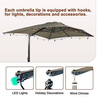 10x13FT Aluminum Cantilever Patio Umbrella with 1100LBS Wheeled Base, 360° Rotation & Stepless Tilt, UV50+ Waterproof Canopy