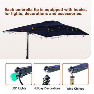 10x13FT Aluminum Cantilever Patio Umbrella with 1100LBS Wheeled Base, 360° Rotation & Stepless Tilt, UV50+ Waterproof Canopy