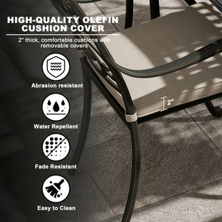4 Piece Cast Aluminum Outdoor Dining Chairs with Cushion