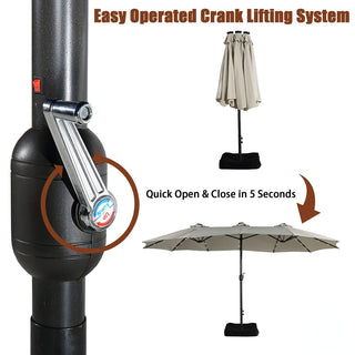 15FT Rectangular Outdoor Umbrella with LED Lights & Base – Day-to-Night Patio Shade for Backyard & Garden