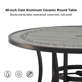 5-Piece Mondawe Outdoor Aluminum Swivel Dining Set with Textilene Cushioned Chairs & Round Table