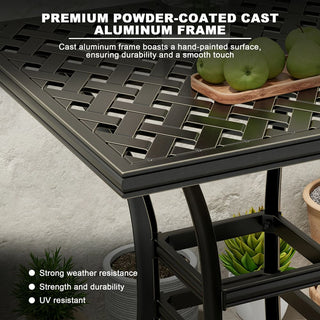 Square Outdoor Table Bar Stool 29-in W x 29-in L with Umbrella Hole