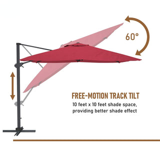 10 FT Square Cantilever Patio Umbrella - Red