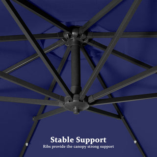 10FT Iron Cantilever Patio Umbrella with Tassels – 360° Rotating Outdoor Offset Umbrella with PU-Coated Polyester Canopy