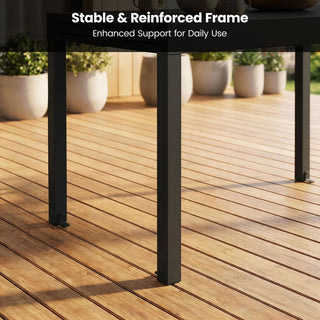 53"–106" Extendable Aluminum Patio Dining Table for 6–8 People, Rectangular Indoor & Outdoor Table in Dark Brown for Backyard, Garden & Balcony