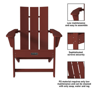 4.7 Inch Wide Arm Modern Red Adirondack Chair, All Weather Plastic Patio Chair