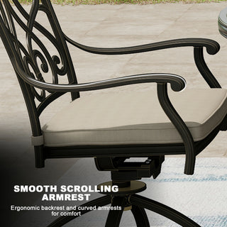 2-Piece Cast Aluminum Patio Swivel Chair Set with Cushions, Outdoor 360° Rockers