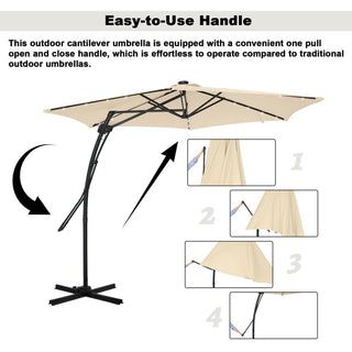 10FT Hexagonal Offset Patio Umbrella with Crank & Tilt, Available in Beige / Navy Blue / Tan / Red