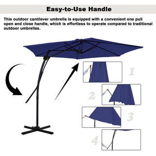 10FT Hexagonal Offset Patio Umbrella with Crank & Tilt, Available in Beige / Navy Blue / Tan / Red