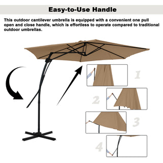 10FT Hexagonal Offset Patio Umbrella with Crank & Tilt, Available in Beige / Navy Blue / Tan / Red