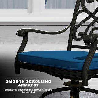 Set of 2 Patio Dining Chairs, Cast Aluminum Frame with Removable Olefin Cushion, 360° Swivel