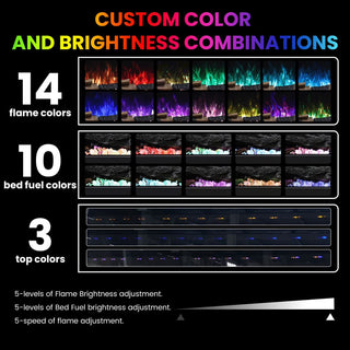 72"/88"/100" Smart Electric Fireplace with 14 Flame Colors, WiFi Tuya App, Voice Control & 1500W Heater