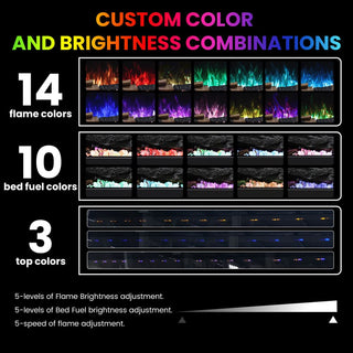 72"/88"/100" Smart Electric Fireplace with 14 Flame Colors, WiFi Tuya App, Voice Control & 1500W Heater