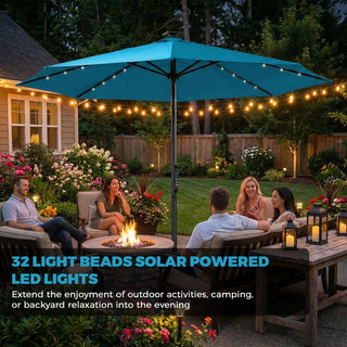 10FT LED Light Electric Market Umbrella with Remote – One-Touch Automatic Patio Umbrella