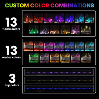 Smart Electric Fireplace with 13 Flame Colors, WiFi & Voice Control, 750W/1500W Heater, LED Ember Bed & Remote