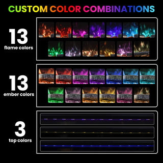 Smart Electric Fireplace with 13 Flame Colors, WiFi & Voice Control, 750W/1500W Heater, LED Ember Bed & Remote
