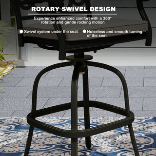 3-Piece Patio Bistro Set – Cast Aluminum Table & 2 Swivel Chairs with Cushions