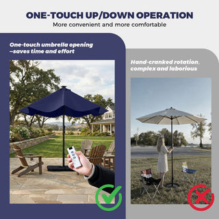 10FT LED Light Electric Market Umbrella with Remote – One-Touch Automatic Patio Umbrella