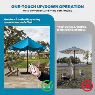 10FT LED Light Electric Market Umbrella with Remote – One-Touch Automatic Patio Umbrella