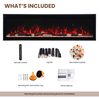Smart Electric Fireplace with 13 Flame Colors, WiFi & Voice Control, 750W/1500W Heater, LED Ember Bed & Remote