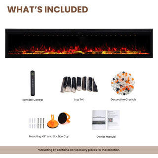 Smart Electric Fireplace with 13 Flame Colors, WiFi & Voice Control, 750W/1500W Heater, LED Ember Bed & Remote