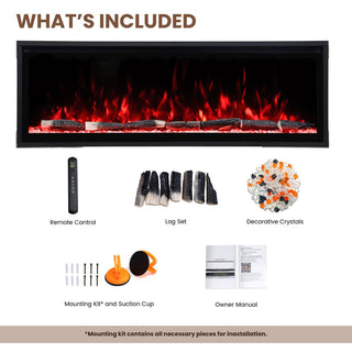 Smart Electric Fireplace with 13 Flame Colors, WiFi & Voice Control, 750W/1500W Heater, LED Ember Bed & Remote