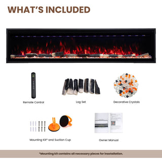 Smart Electric Fireplace with 13 Flame Colors, WiFi & Voice Control, 750W/1500W Heater, LED Ember Bed & Remote
