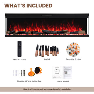 72"/88"/100" Smart Electric Fireplace with 14 Flame Colors, WiFi Tuya App, Voice Control & 1500W Heater