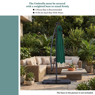 10FT Iron Cantilever Patio Umbrella with Tassels – 360° Rotating Outdoor Offset Umbrella with PU-Coated Polyester Canopy