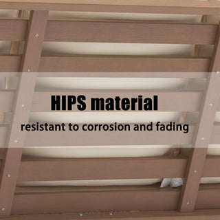 HIPS Wood-Look Outdoor Patio Sofa with Deep Cushions – Modern Garden & Balcony Seating