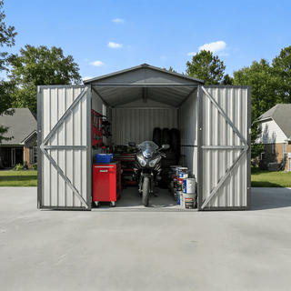 Motorcycle Outdoor Storage Shed with Window, Heavy Duty Weatherproof Bike Shelter