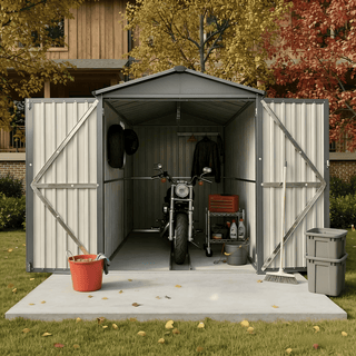 Motorcycle Outdoor Storage Shed with Window, Heavy Duty Weatherproof Bike Shelter