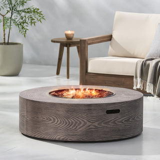 Round Iron Fire Pit – 50,000 BTU Outdoor Propane Gas Heater with External Tank Design