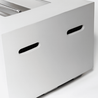 Outdoor Rectangle Propane Fire Pit Table 60inch, 60,000 BTU Concrete Fire Table with Waterproof Cover, Auto-Ignition, Free Lava Rocks